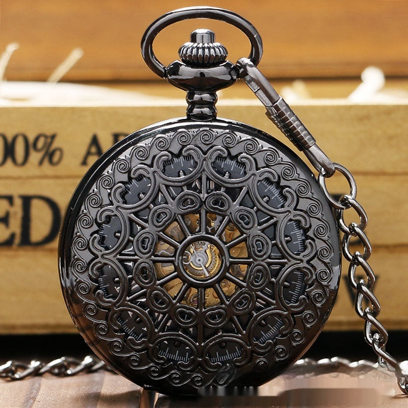 Retro Spider Web Flip Pocket Watch | Antique Gun Metal | 3 Dial Styles | Unisex Statement Watch