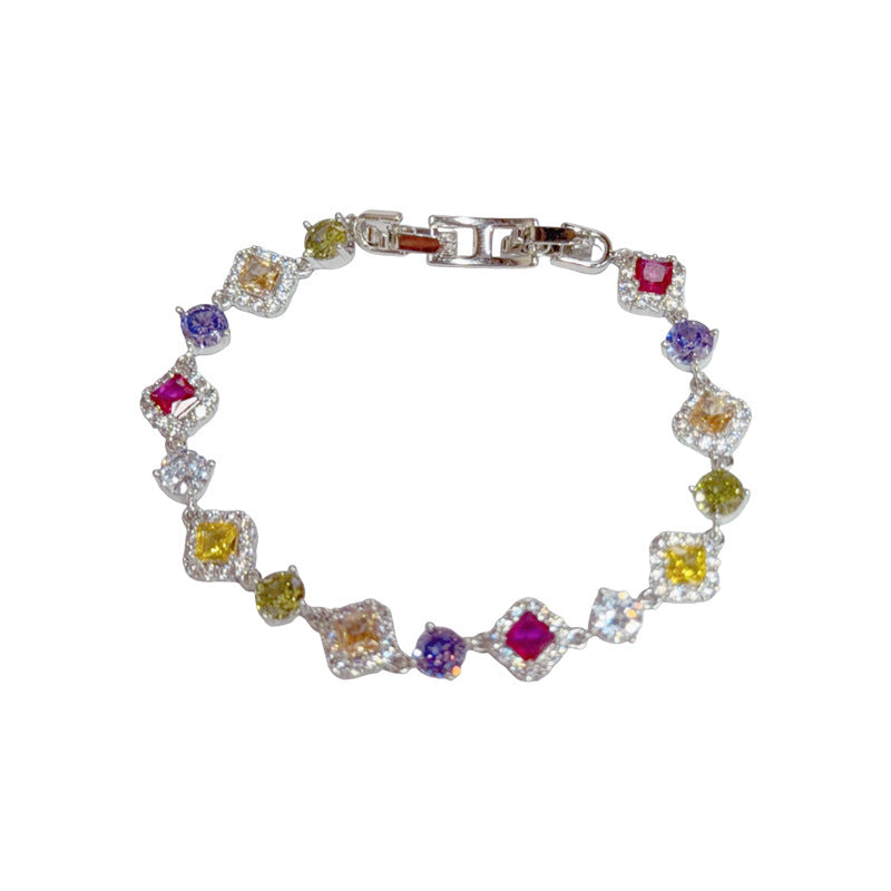 Micro-Set Colorful Zircon Diamond Bangle | Real Gold Plating | 3 Colors