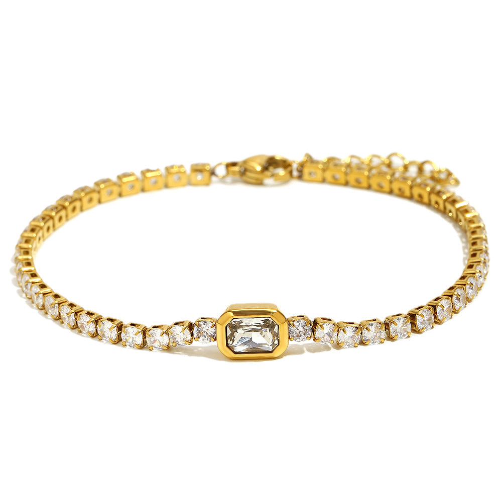 18K Gold-Plated Zircon Geometric Bracelet | Stainless Steel | 4 Two-Tone Colors | All-Match