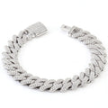 Moissanite Double-Row Cuban Bracelet | Silver | 10mm & 14mm | Beveled Edge