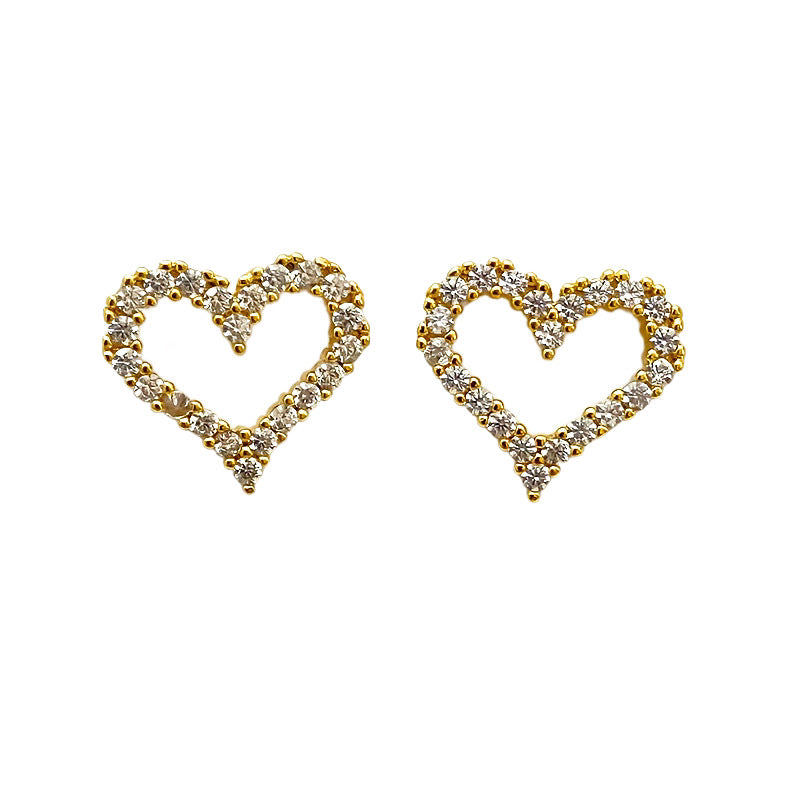 Hollowed-Out Heart Stud Earrings | Korean Style | Gold & Silver | All-Match