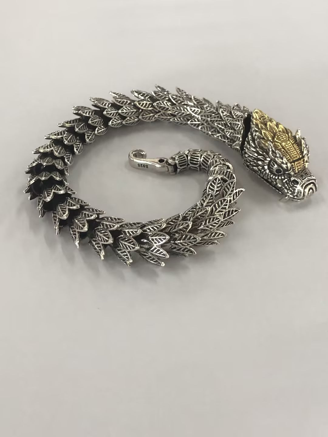 Black Snake Silver-plated Bracelet,Men's Retro Style