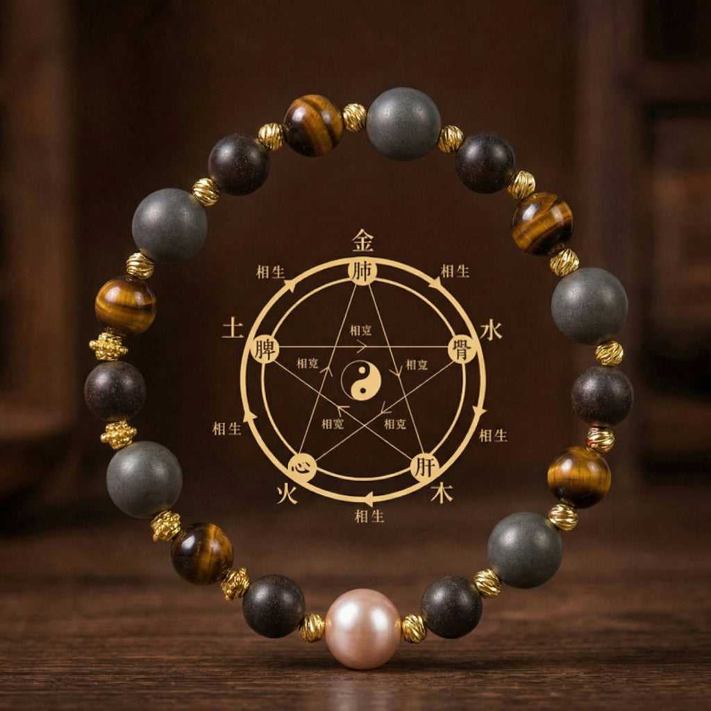 Five Elements Wu Xing Bracelet | TCM Feng Shui | Natural Stone | Qi Harmonizer