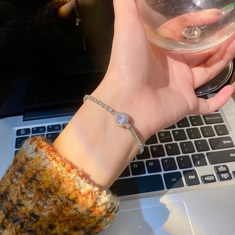 Full Zircon Square Bangle | Light Luxury | Niche Design | Women's Gift