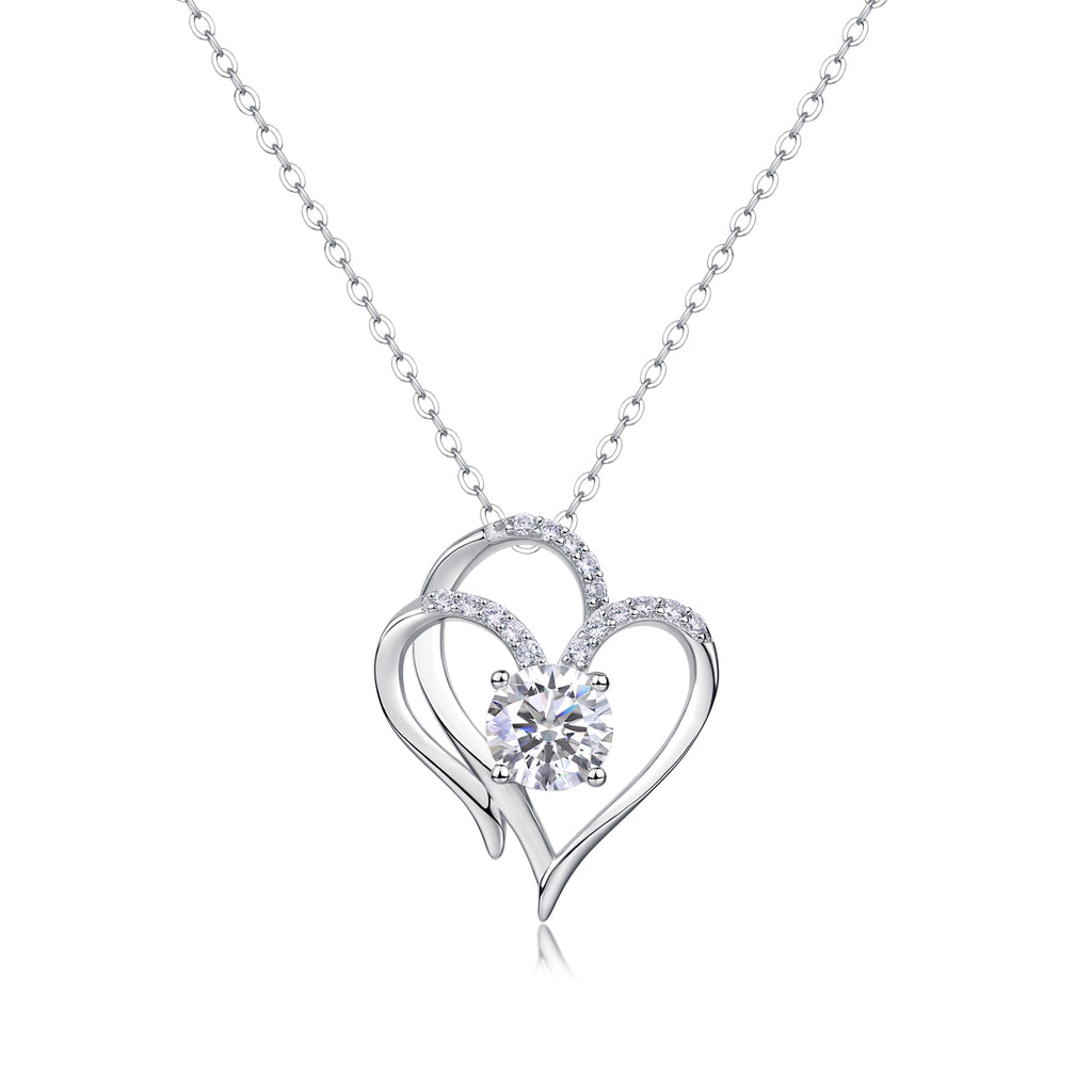 Heart To Heart Connected - 1-Carat Moissanite Pendant Necklace