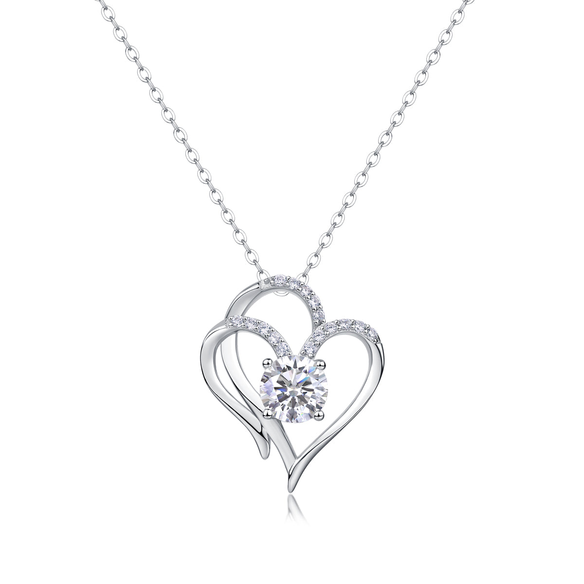 Heart To Heart Connected - 1-Carat Moissanite Pendant Necklace