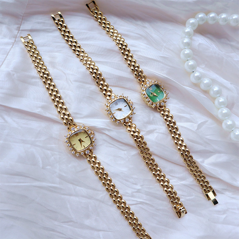 Women's Niche Vintage Thin-Chain Watch | 6mm Ultra-Thin | Gemstone Detail | 3 Styles