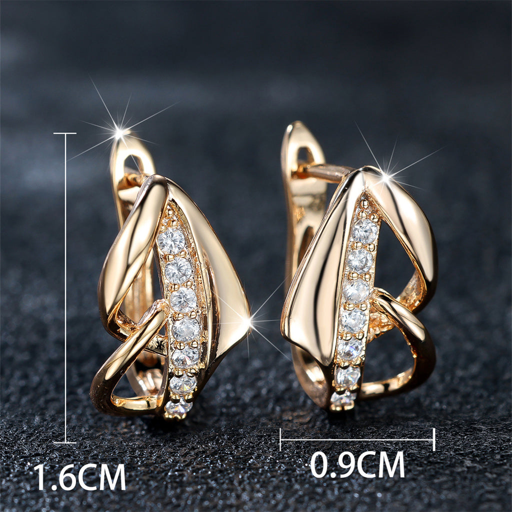 Round Diamond Arrow Ear Clip | No Piercing | Champagne Gold | Korean Minimalist Light Luxury