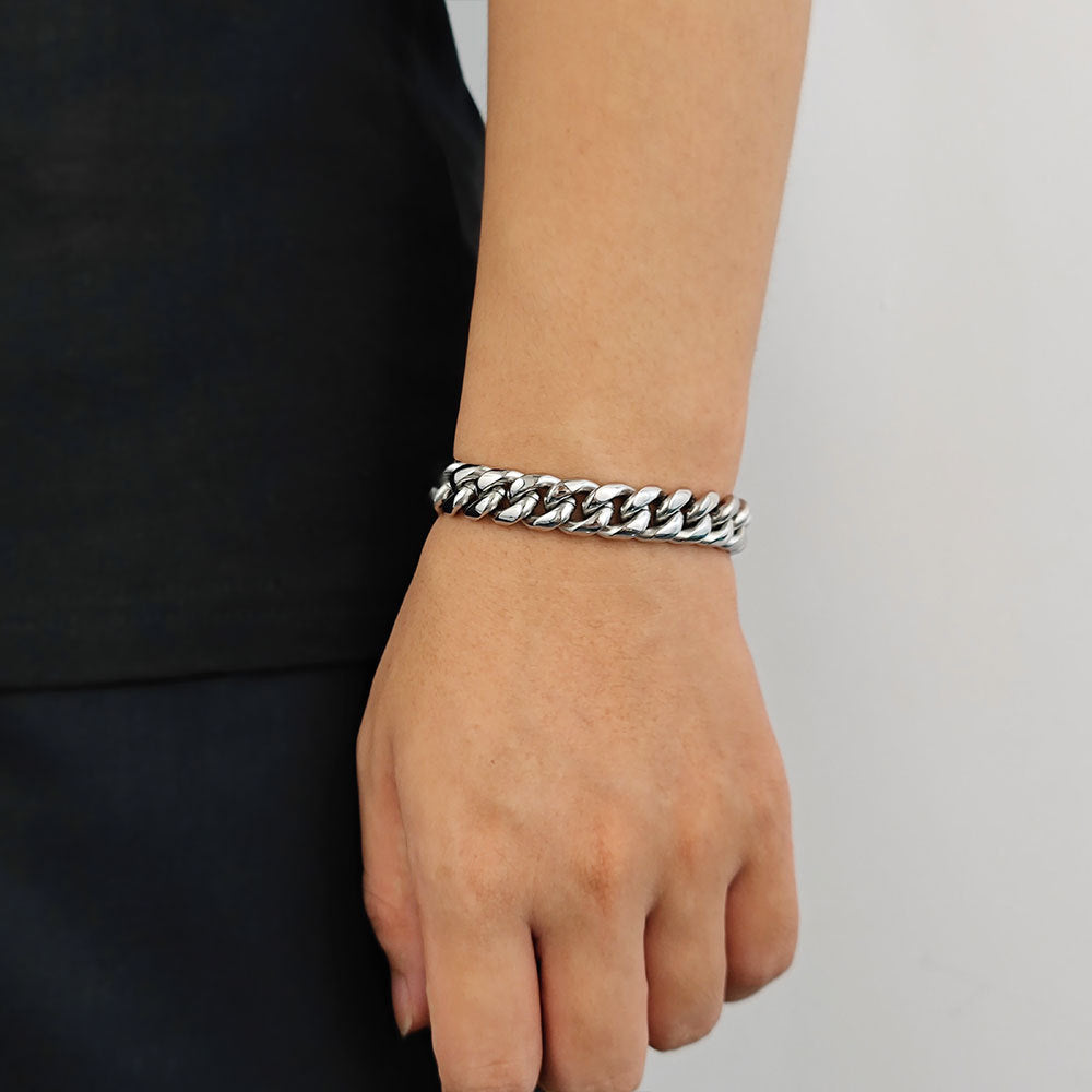12mm Stainless Steel Chain Bracelet | Hip Hop | Gold & Steel | 5 Sizes