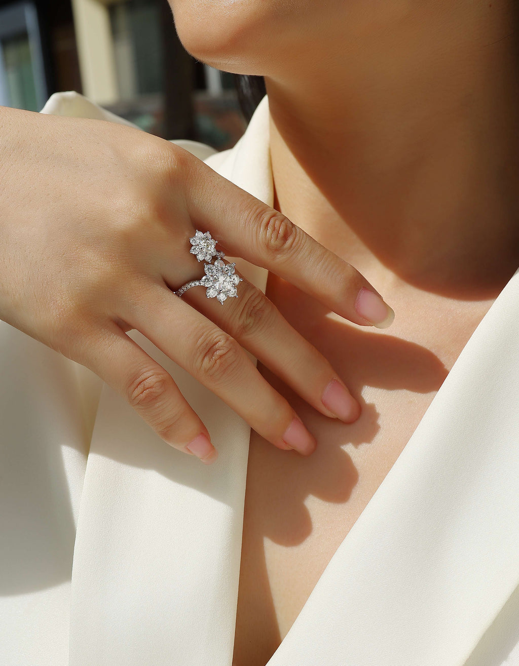 Petal Morning Dew - Diamond Ring With 1-carat Moissanite Diamond