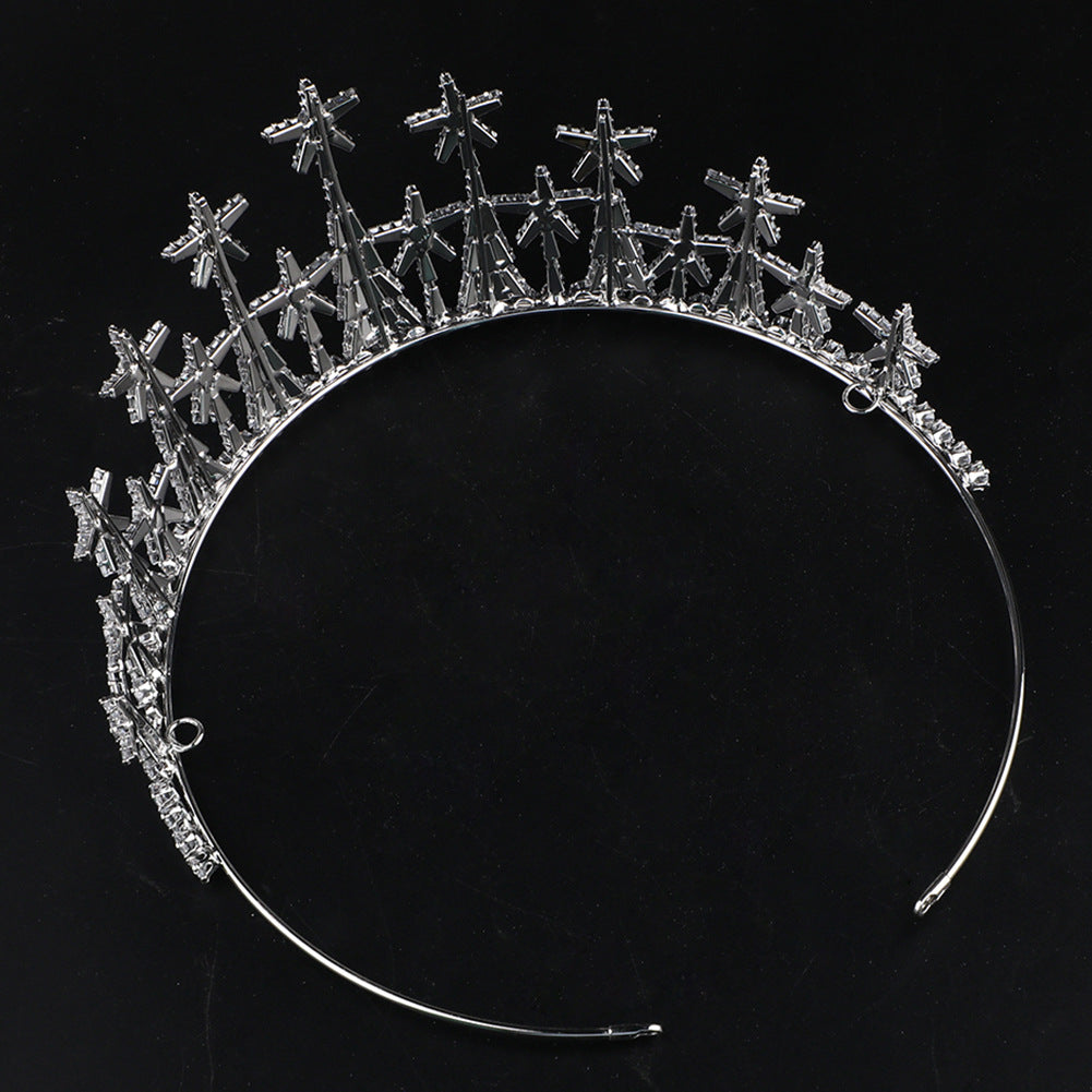 Zircon Bridal Crown | Handcrafted Copper | Platinum | 43cm | Formal Dress Bridal Headwear