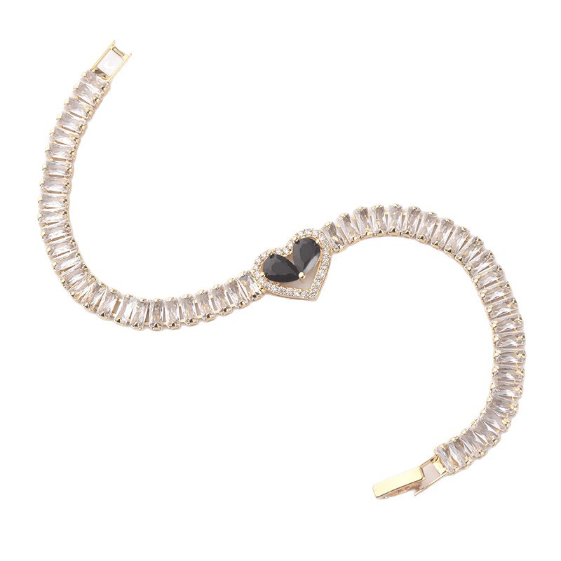 Zircon Heart Bracelet | 16K Gold & White K Plating | 5 Diamond Colors | Light Luxury