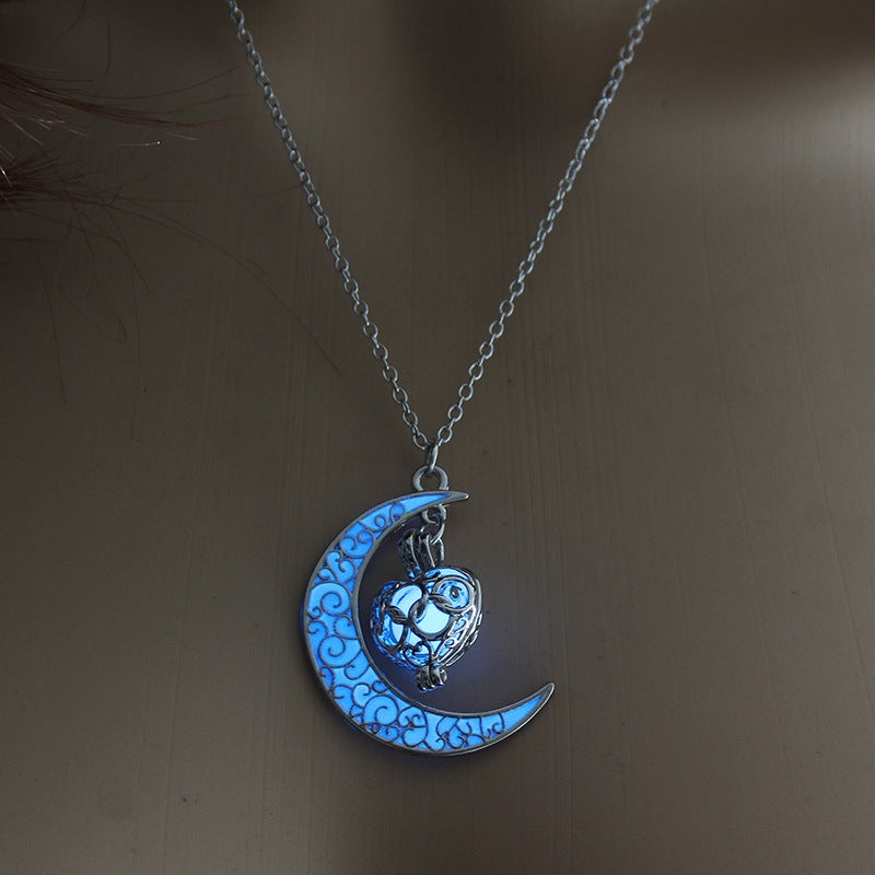 Glowing Pendant Necklaces, Silver Plated