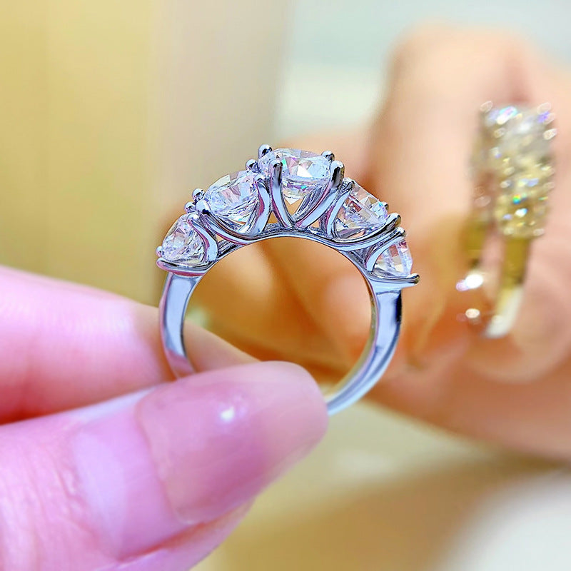 925 Silver European And American Simple Five-star Light Ring