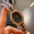 Wine Barrel Full Diamond Green Watch | Tonneau Dial | 316L Steel