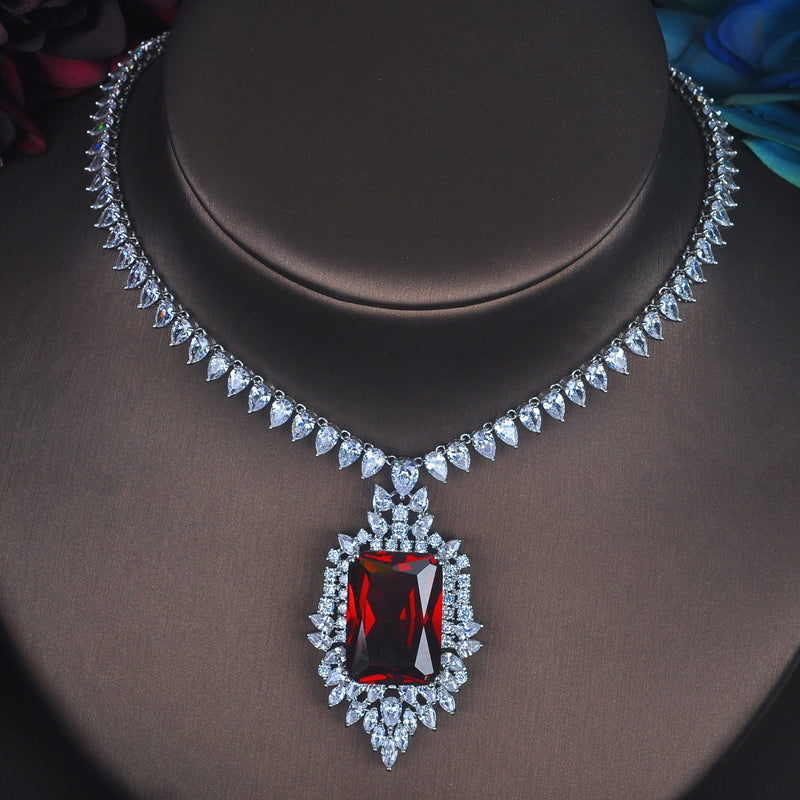 Gem-Inlaid Earrings & Pendant Jewelry Set | Love, Drop & Bell | 4 Colors