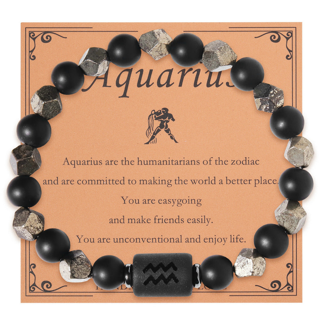 Zodiac Sign Natural Stone Beaded Bracelet | All 12 Constellations | Includes Card | Unisex