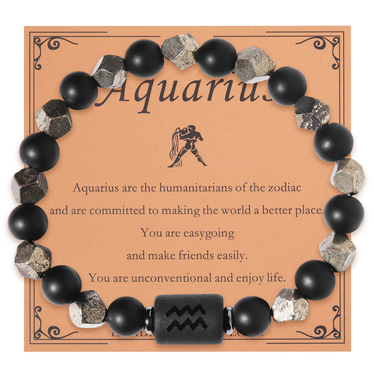 Zodiac Sign Natural Stone Beaded Bracelet | All 12 Constellations | Includes Card | Unisex