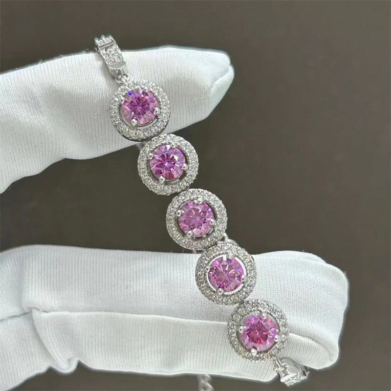 Pink Diamond Moissanite Bracelet | 2.5K Full Diamond Women's