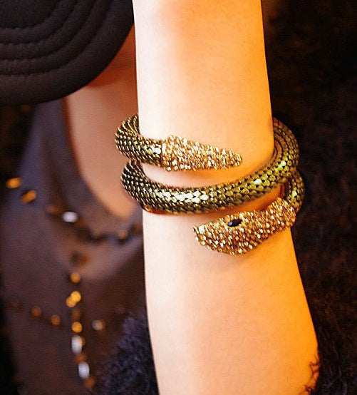 Punk Full Diamond Snake Bracelet | Multi-Strand | Copper, Gold & Silver