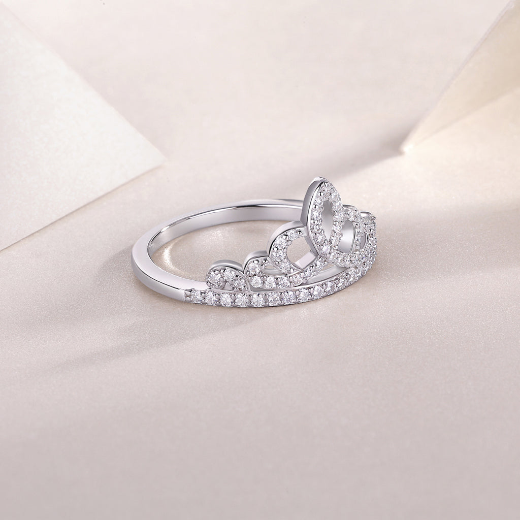 Crown Diamond Ring,Luxury And Stylish Moissanite Silver Ring