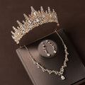 Baroque Crown Three-Piece Jewelry Set | Crown, Necklace & Earrings | Bridal | 2 Color Sets