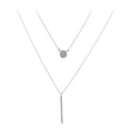 Double Chain Long Stick Micro Pavé Pendant Necklace | S925 Silver