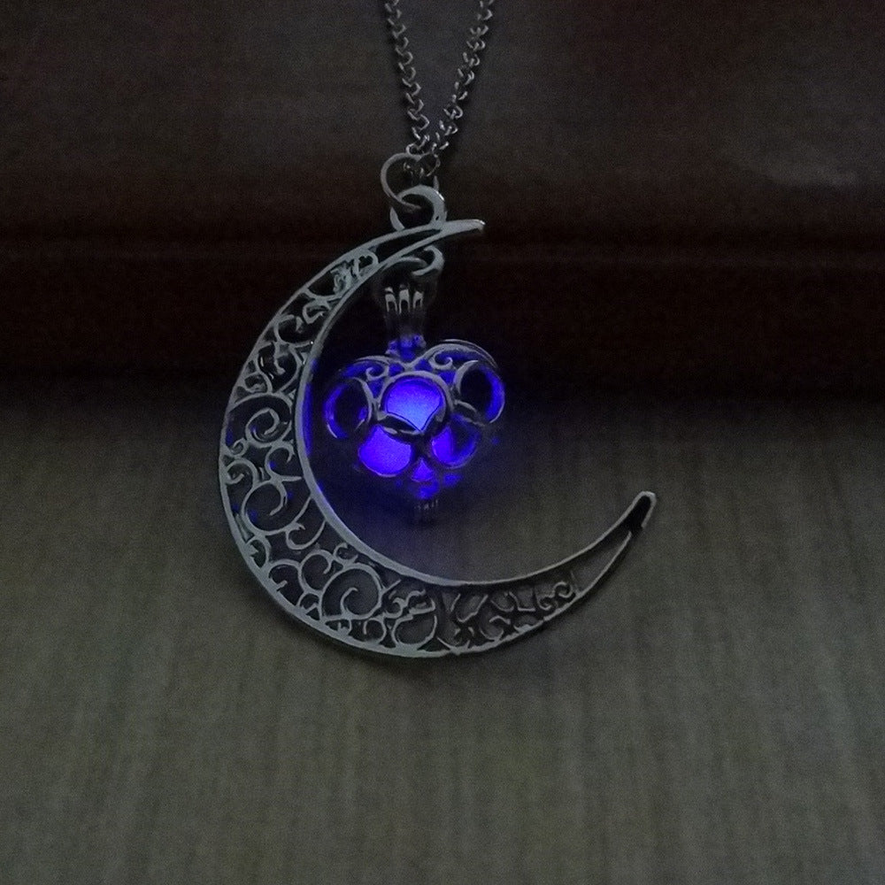Glowing Pendant Necklaces, Silver Plated