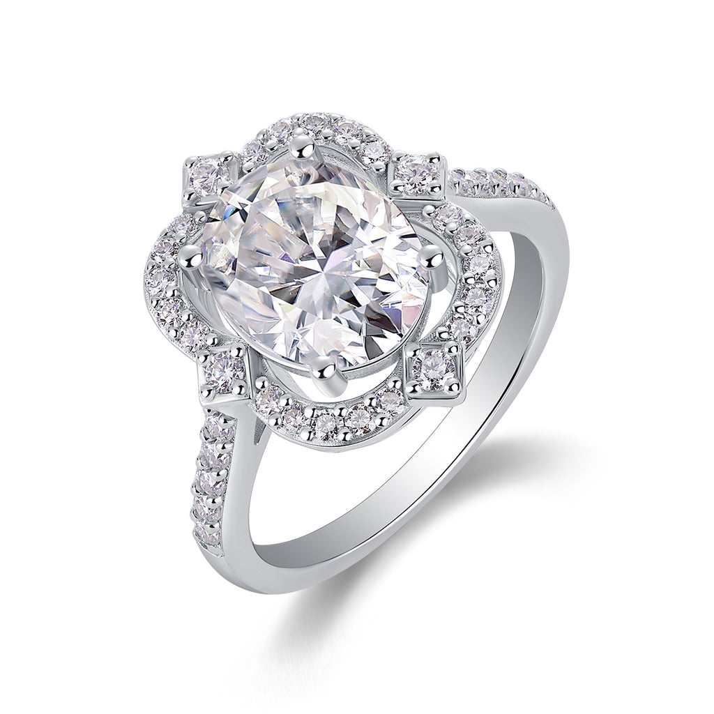 Camellia - A Fashionable Jewelry Ring Set With Moissanite S925 Sterling Silver And Gold-plated Diamond