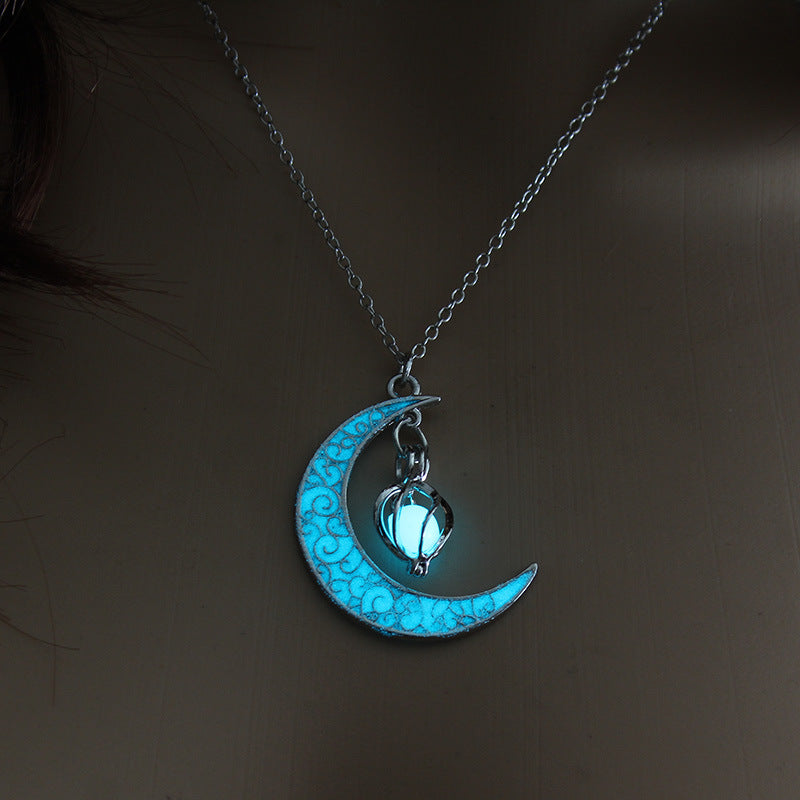Glowing Pendant Necklaces, Silver Plated
