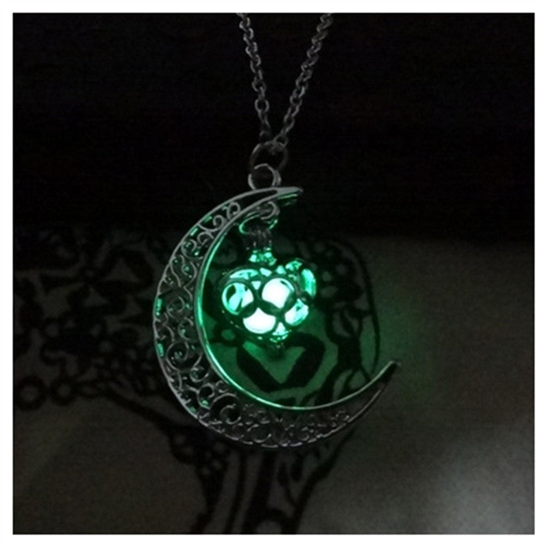 Glowing Pendant Necklaces, Silver Plated