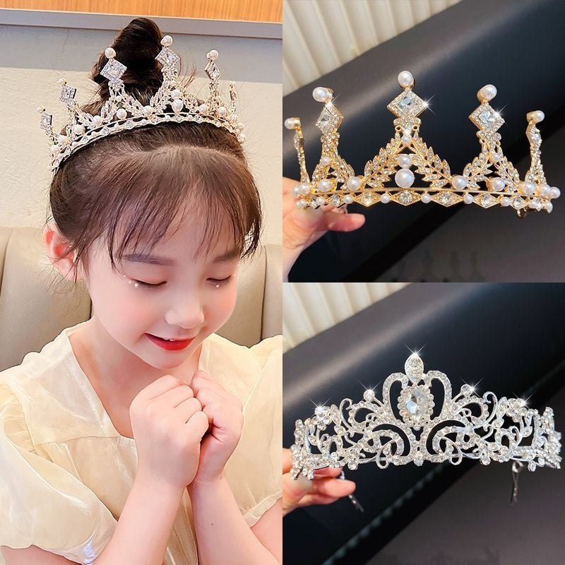 Girls' Princess Crown Hair Clip | 30 Designs | Diamond Rhinestone Pearl | Ages 3+ | Hair Jewelry