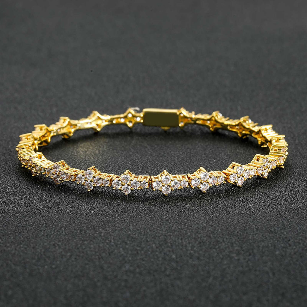 Plum Tennis Chain Zircon Bracelet | Hip Hop | Gold & Silver | 3 Sizes