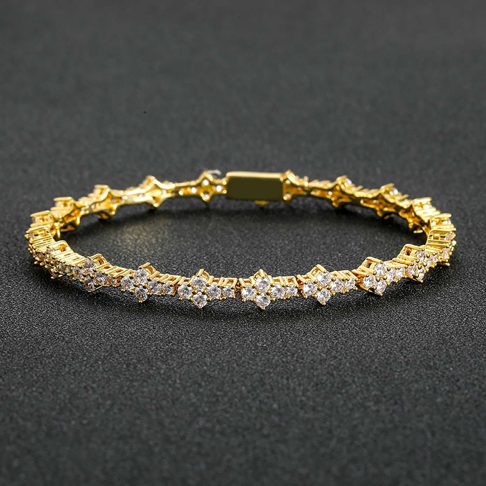 Plum Tennis Chain Zircon Bracelet | Hip Hop | Gold & Silver | 3 Sizes