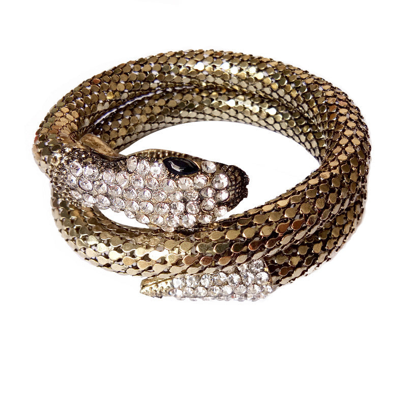 Punk Full Diamond Snake Bracelet | Multi-Strand | Copper, Gold & Silver