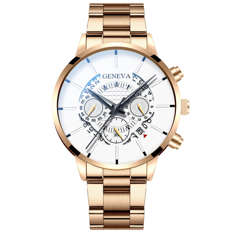 Steel Band Calendar Quartz Watch | 43mm | 10 Colors