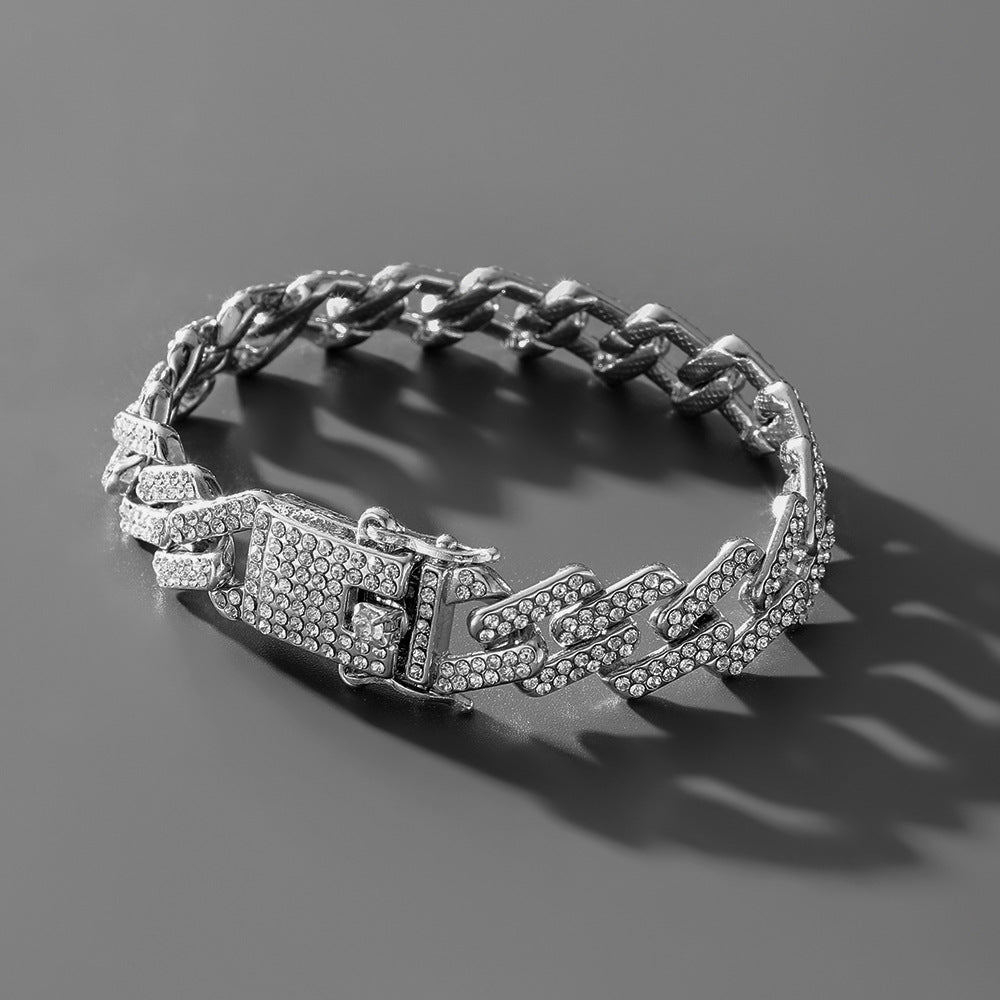 Full Diamond Cuban Link Chain | Necklace & Bracelet | Gold & Silver | Hip Hop