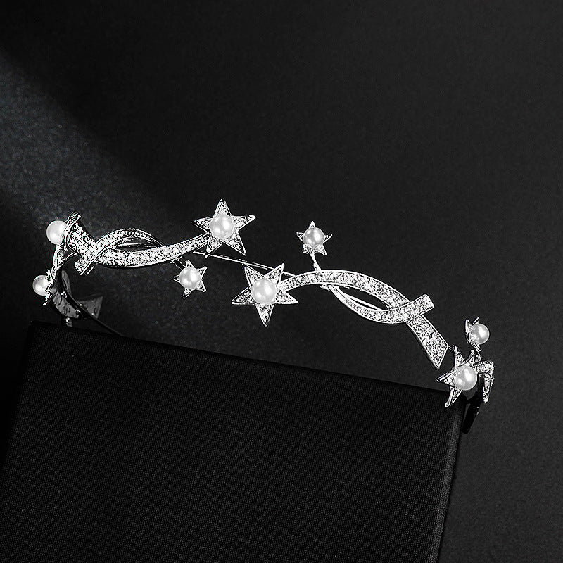 Princess Bridal Crown Headband | Wave Shape | 28cm | Electroplated Alloy | Bridal Hair Jewelry