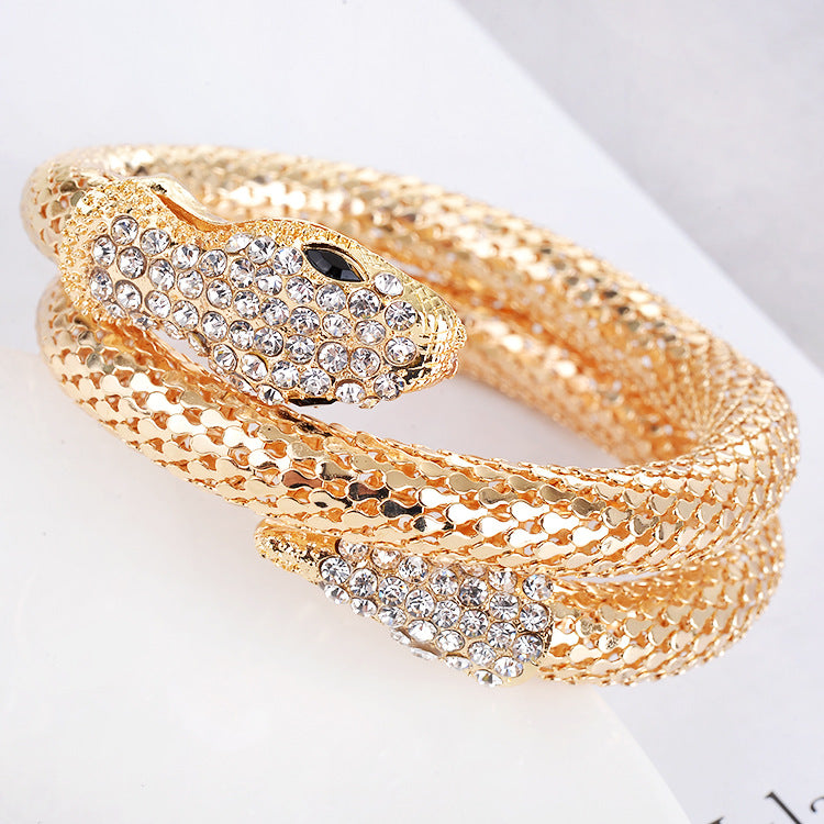 Punk Full Diamond Snake Bracelet | Multi-Strand | Copper, Gold & Silver