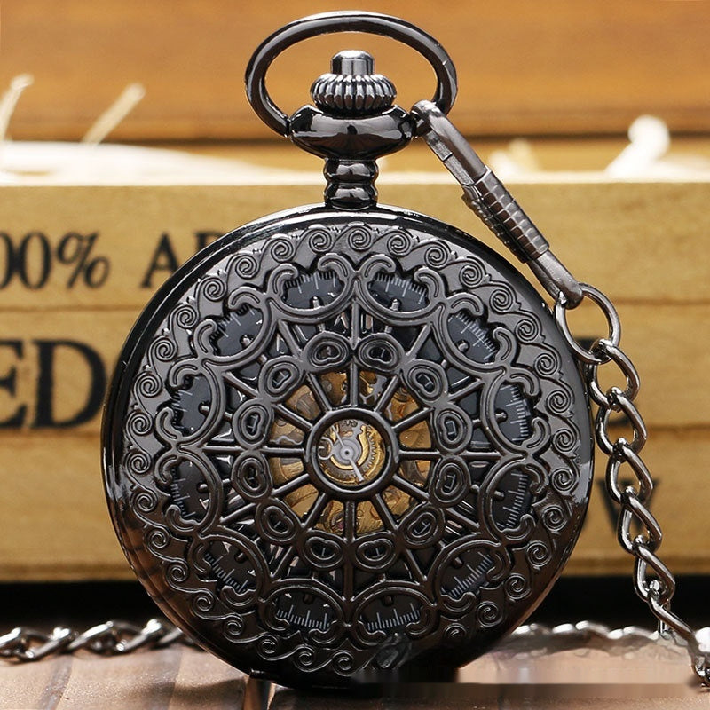 Retro Spider Web Flip Pocket Watch | Antique Gun Metal | 3 Dial Styles | Unisex Statement Watch