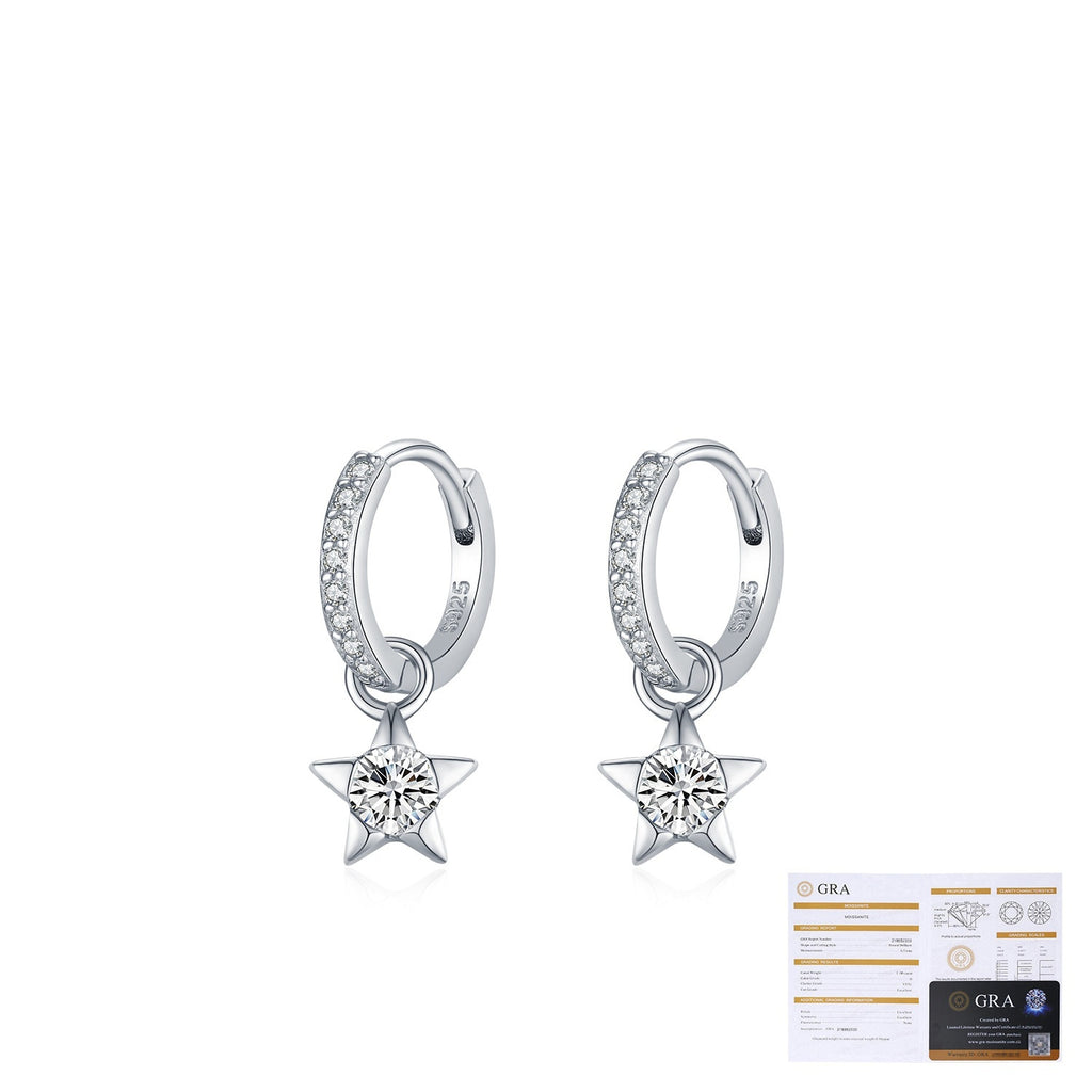 S925 Sterling Silver Diamond Star Earrings | Five-Pointed Star | Versatile Fine Jewelry