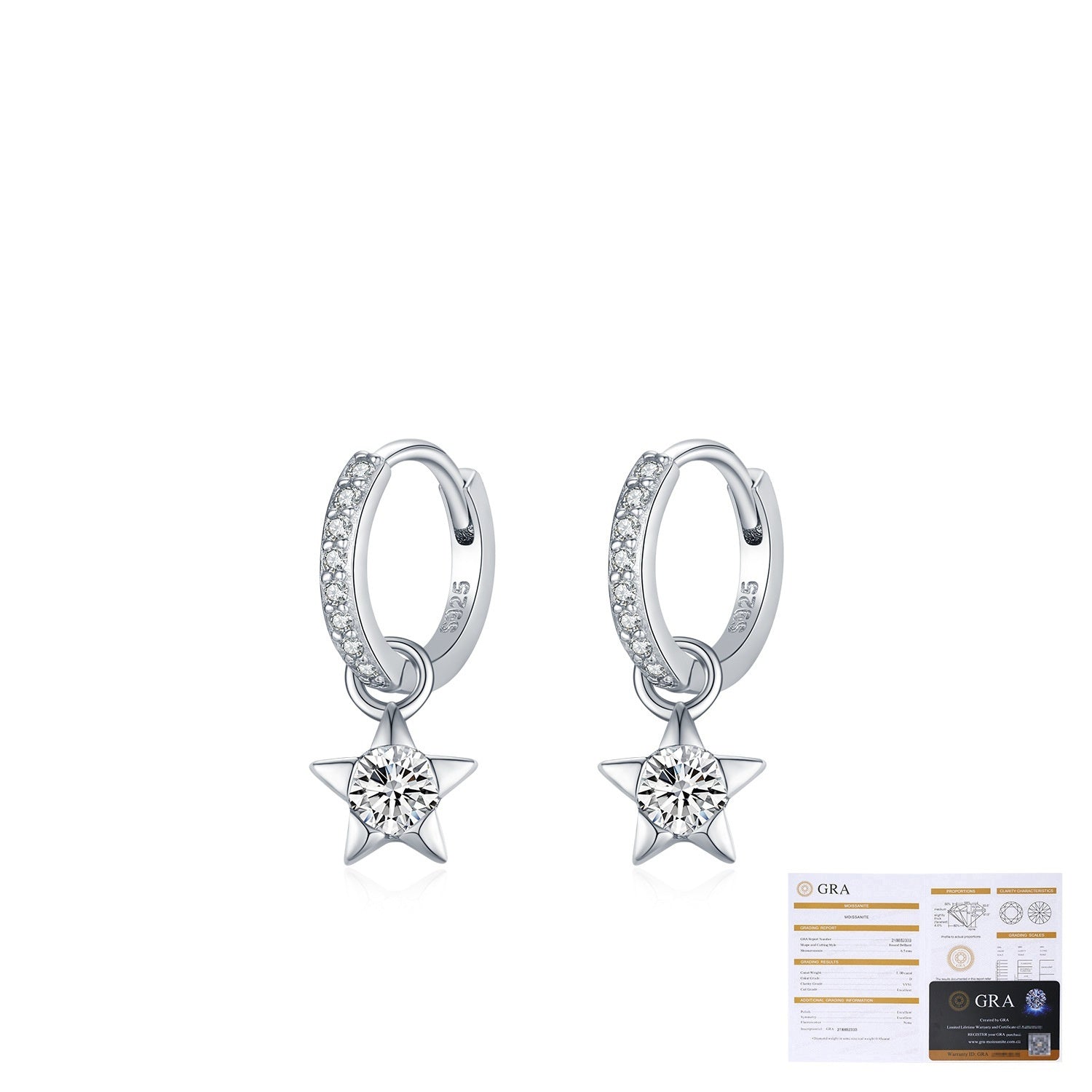 S925 Sterling Silver Diamond Star Earrings | Five-Pointed Star | Versatile Fine Jewelry