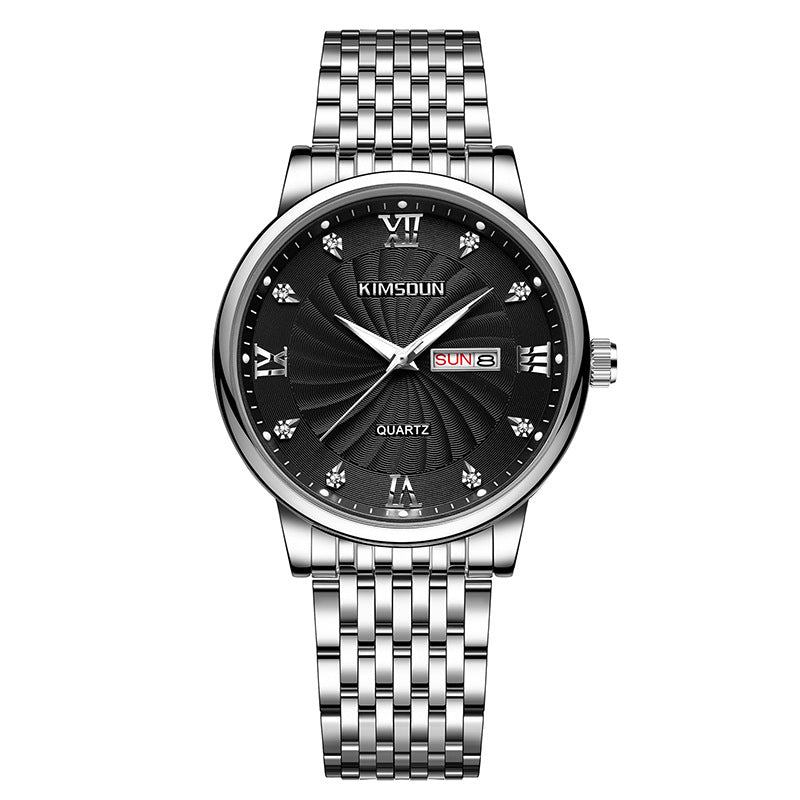 Men's Calendar Quartz Watch | Luminous Hands | 42mm | Day & Date | Steel & Leather | 8 Styles