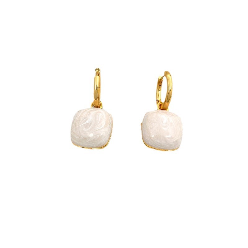Drop-Glaze Micro-Set Zirconia Stud Earrings | Geometric | Blue, Red & White | European Style