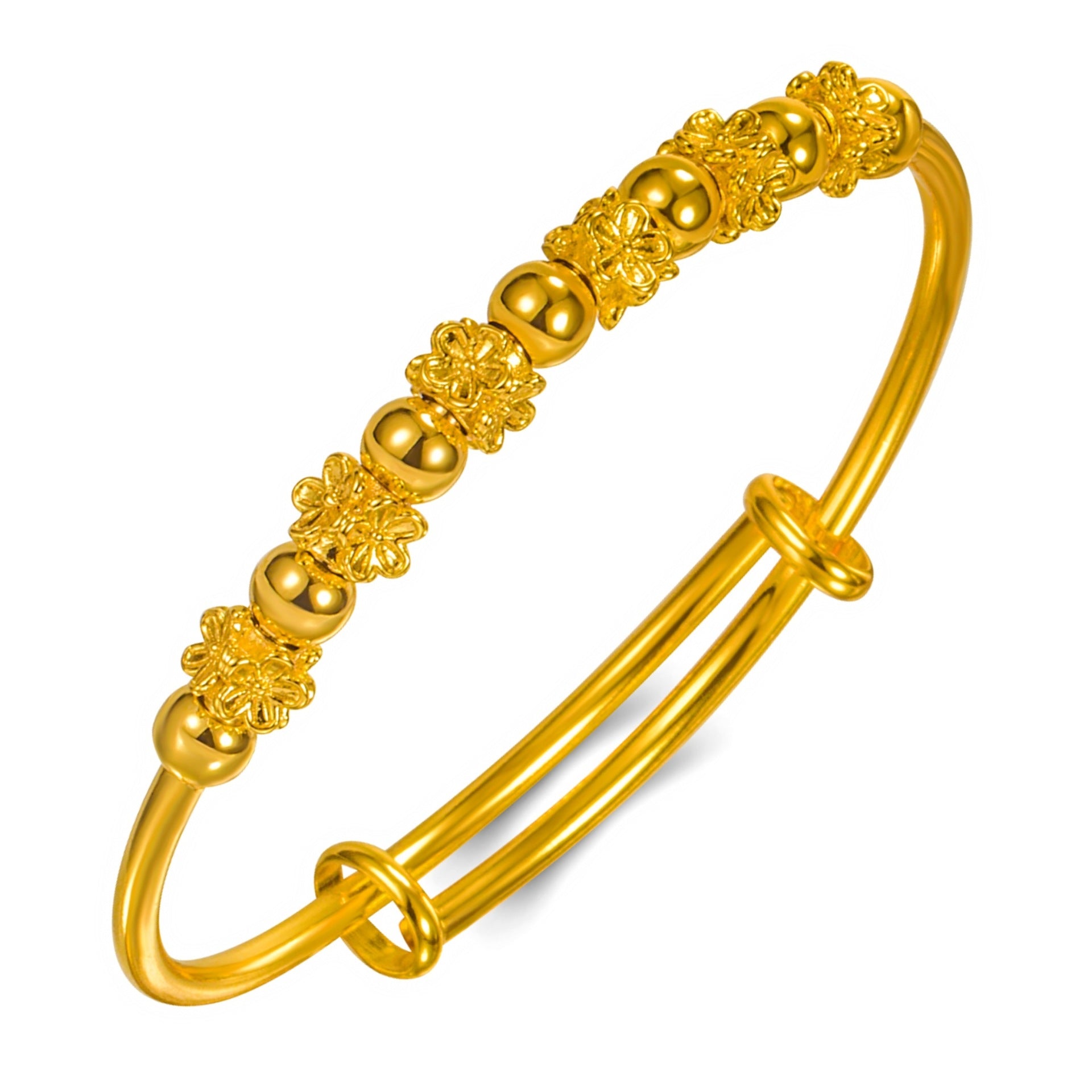 Push-Pull Plum Blossom Bracelet | Happiness Blooming | Silver & Yellow Gold