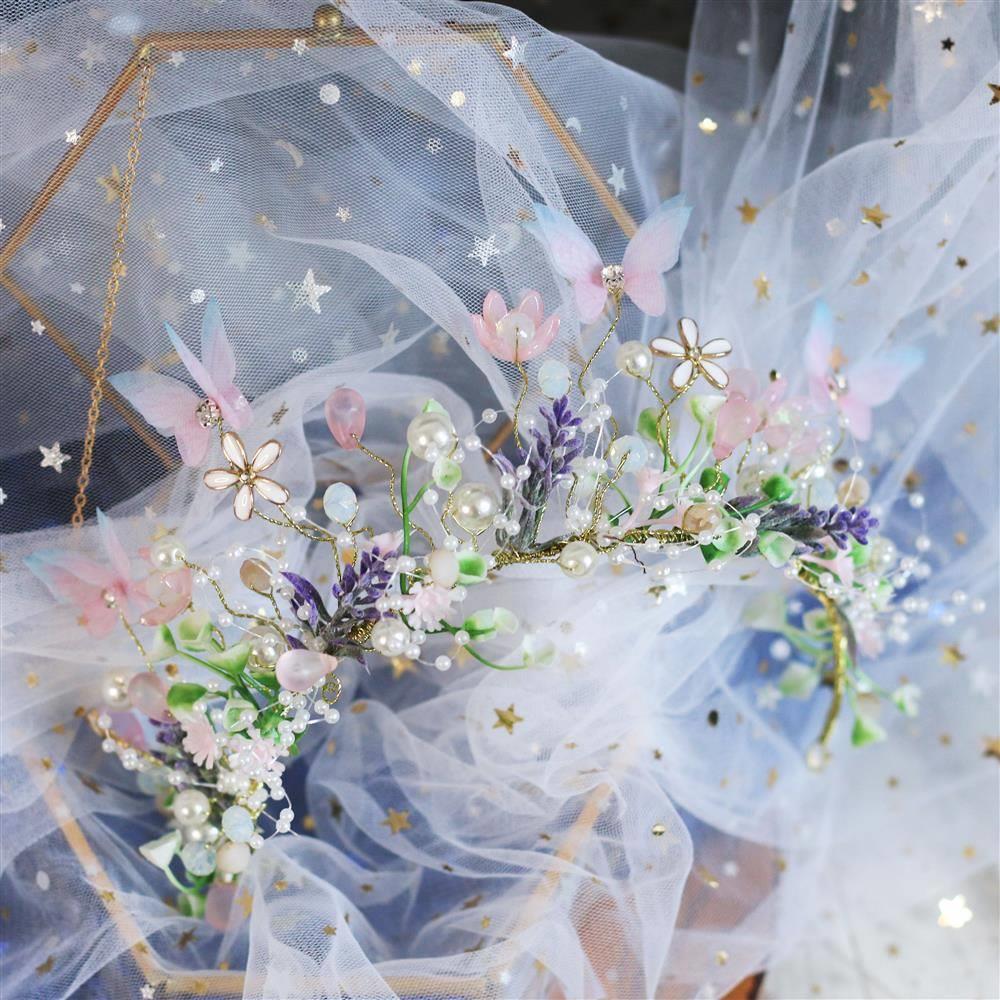 Children's Butterfly Garland Headdress | Blue & White | Sequin | Princess Performance Hair Jewelry