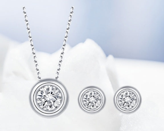 Moissanite Jewelry Set | 1ct Pendant & 0.5ct Studs | S925 Sterling Silver