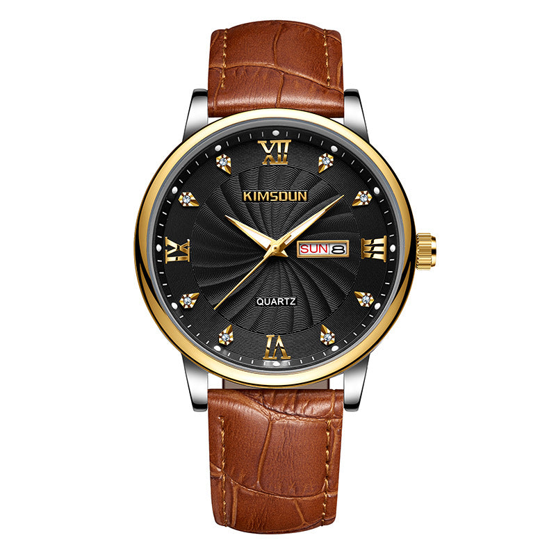 Men's Calendar Quartz Watch | Luminous Hands | 42mm | Day & Date | Steel & Leather | 8 Styles