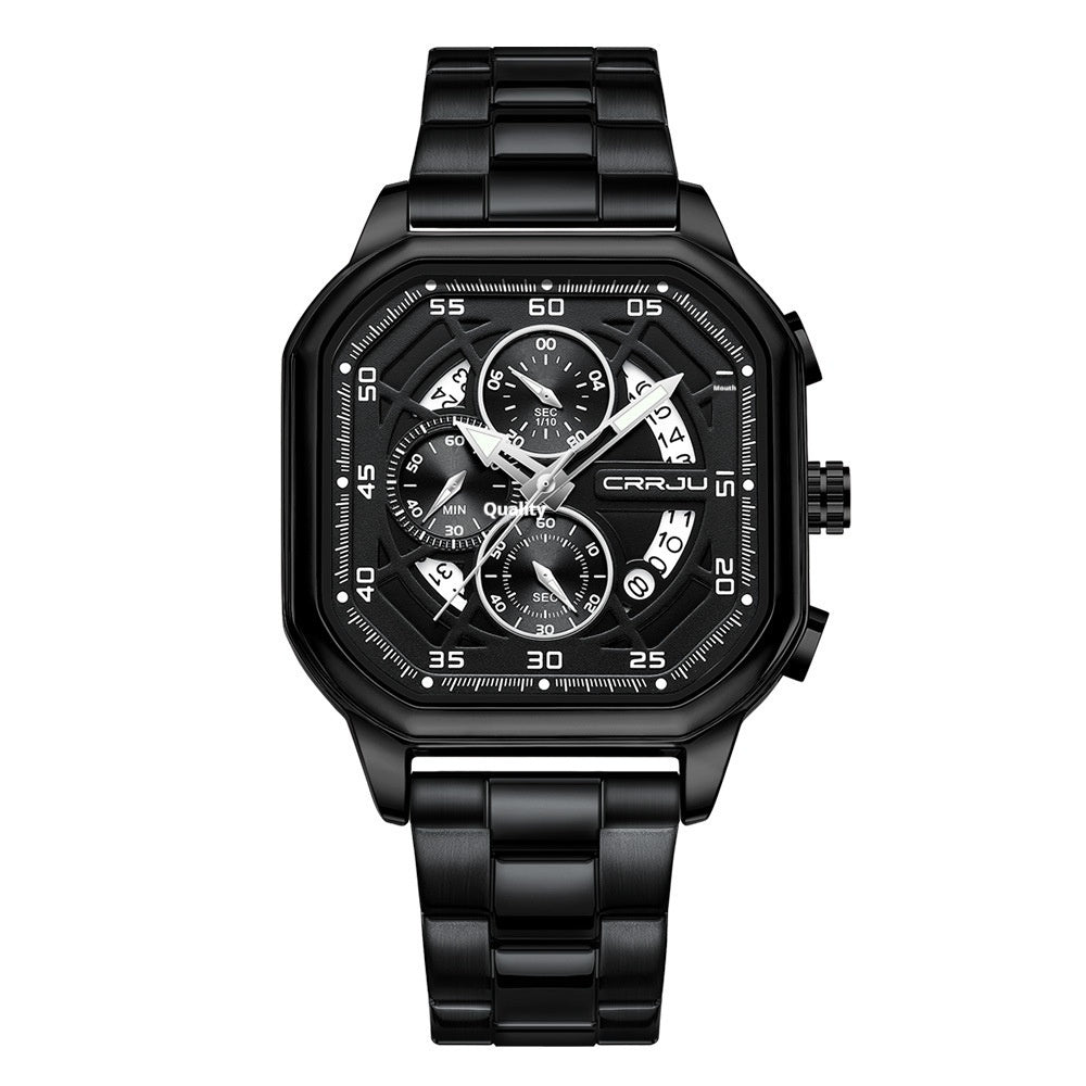 Square Couples Calendar Watch | Steel Strap | Waterproof | Crystal & Rose Gold | 4 Styles