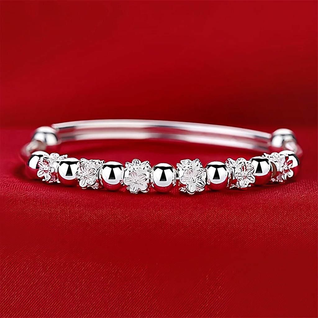 Push-Pull Plum Blossom Bracelet | Happiness Blooming | Silver & Yellow Gold
